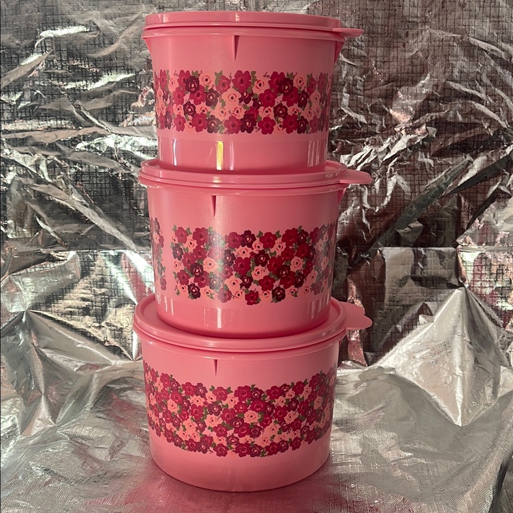 Pink Floral Storage Containers